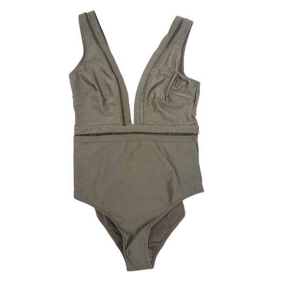 Ted Baker Starza Pointelle Deep-V Plunge Swimsuit - Picture 2 of 7